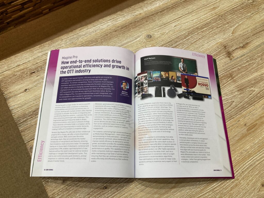 Magine Pro CEO Matthew Wilkinson opinion piece in IABM journal